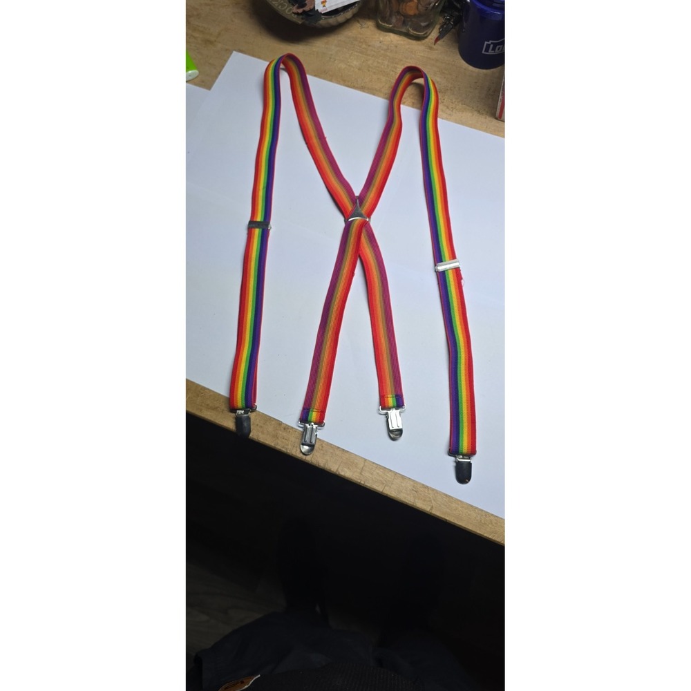 KASCLINO Suspenders for Women and Men, Y-Back Pant Clips, 3 Clips Rainbow Suspen